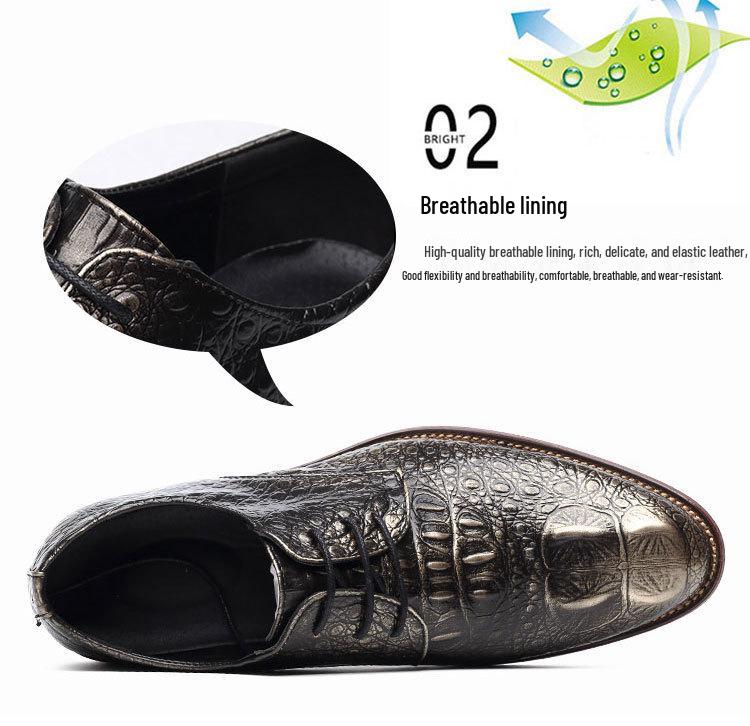 2025 Men's Crocodile Pattern Leather Shoes - Business Korean British Style, Formal Fashion for Youth & Weddings