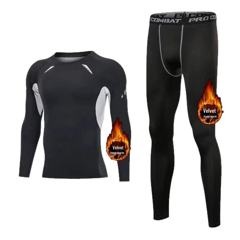 Men's Long-Sleeve Winter Fitness Suit with Quick-Dry Running Tights