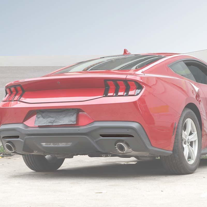 Auto-Dekorationsabdeckungen für Nebelschlussleuchten, ABS-Dekoration für Ford Mustang ab 2024, Außenzubehör, gesmokt, schwarz