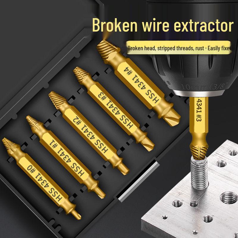 Quick-Thread Bolt Extractor with Anti-Slip Teeth for Short-Head Screws