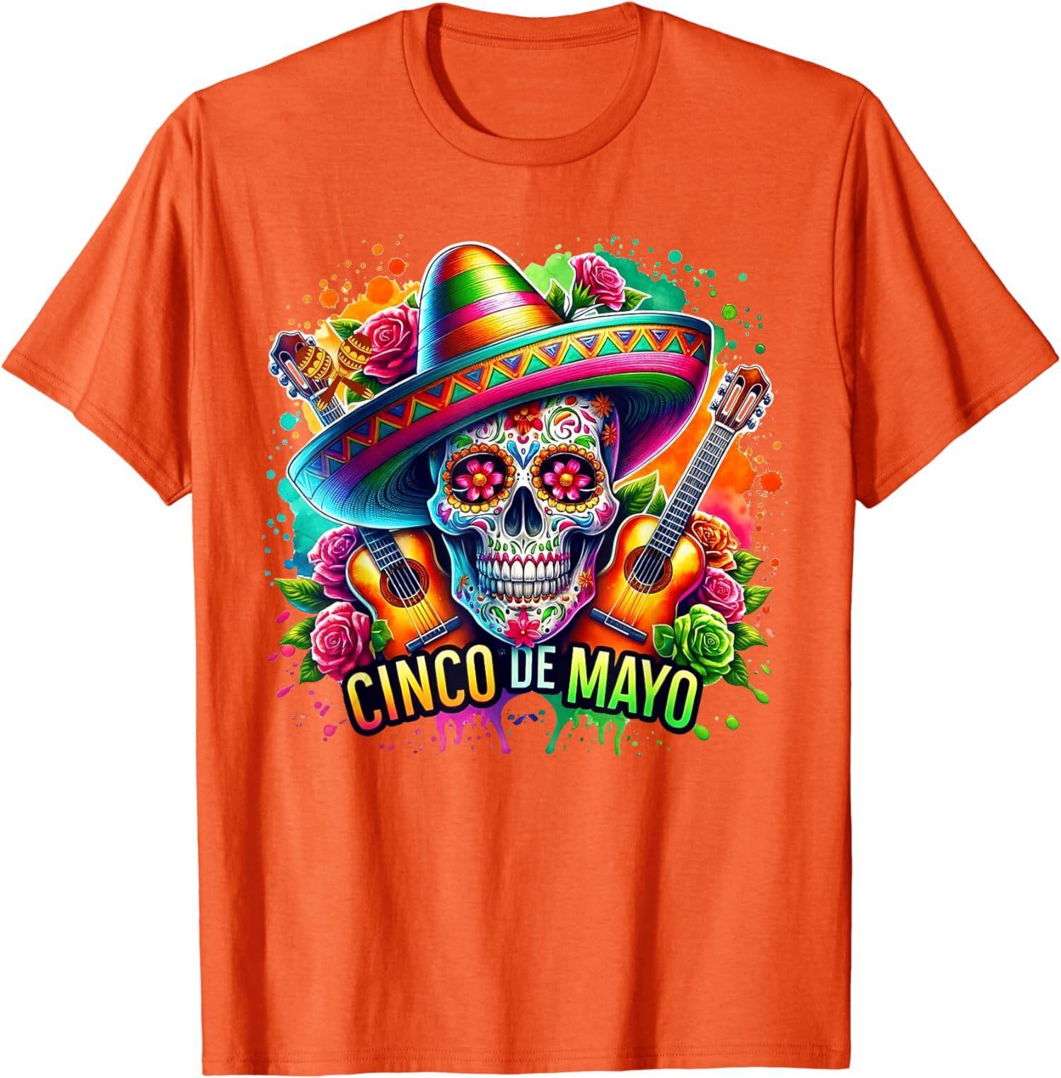 Cinco De Mayo Mexican Skull Fiesta 5 De Mayo T-Shirt S