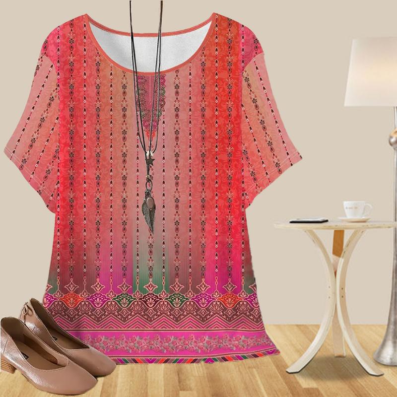 

Женская мода повседневная свободная весенняя рубашка женские топы с коротким рукавом золотистого классического узора с принтом 8XL красный