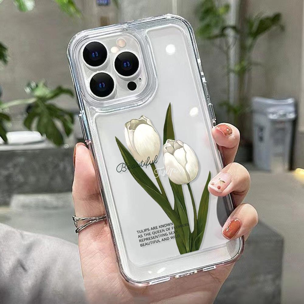 

Чехол для телефона Tulip Flower для iPhone 14 Pro Max, чехол для iPhone 11 12 13 Pro Max XR 7 8 14 15 Plus XS Max X SE, мягкий прозрачный чехол For iPhone 15
