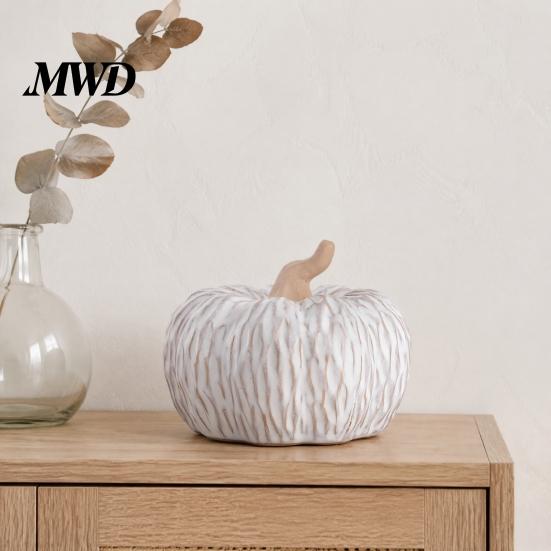 Autumn Harvest Table Centerpieces Ceramic Pumpkin Fall Centerpiece, Realistic Fake Figurine Modern Room Ornaments for Halloween Thanksgiving, Kitchen