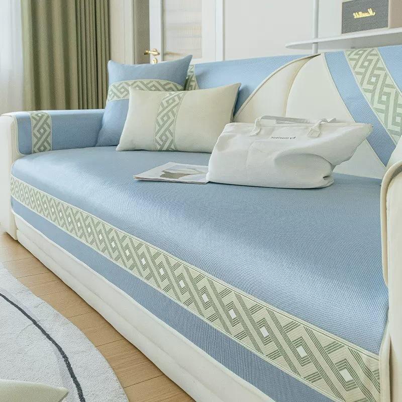 Letní jednoduchý protiskluzový podsedák na pohovku z ledového hedvábí, vysoce kvalitní podložka s plným pokrytím na pohovku