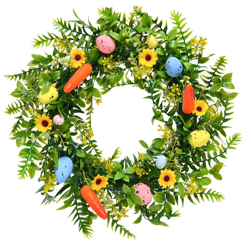 Easter Home Green Plant Easter Egg Wreath Door Hanging American Decorative Tree Half-Sided Tree Rattan Staircase Wall Hanging