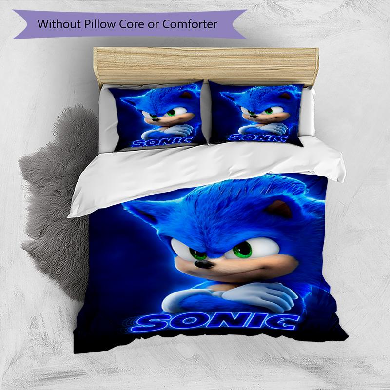 3pcs Sonic5 Design Cover Set - HD Printed Bedding with 1 Cover and 2 Pillowcases - Perfect for Home and Dorm Decor