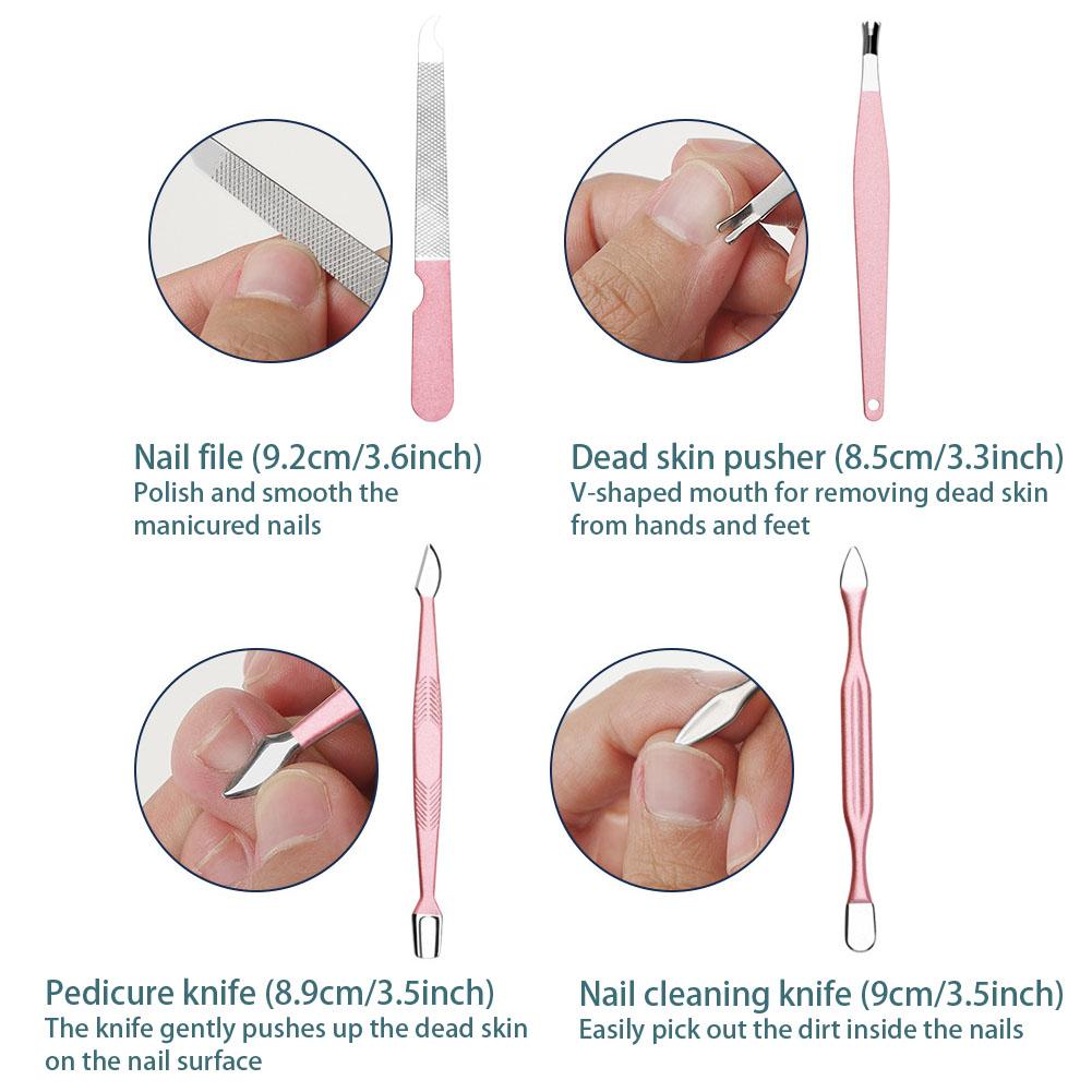 18pcs Stainless Steel Nail Clippers Set Nail Art Tool Cutter Cuticle Clippers Kit18pcs Rose Gold