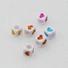 DIY Jewelry Making 50pcs Colorful Heart Printed Loose Beads Necklaces Bracelet Beads with Big Hole Square Beads