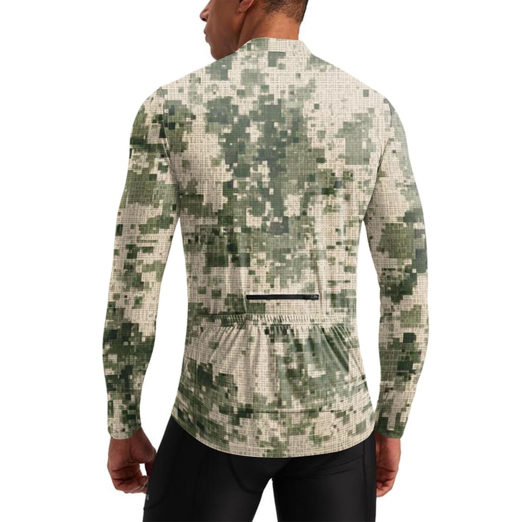 Herren Langarm Fahrradtrikot Atmungsaktiv Schnelltrocknend Mit Reißverschluss Pullover Leichtes Outdoor-Sportoberteil für Rennrad und Mountainbike