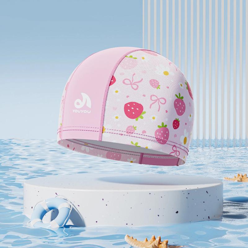 Children Cute Print Swim Cap Soft Breathable Fabric Swimming Hat For Kids Boys Girls Summer Beach Pool Water Park