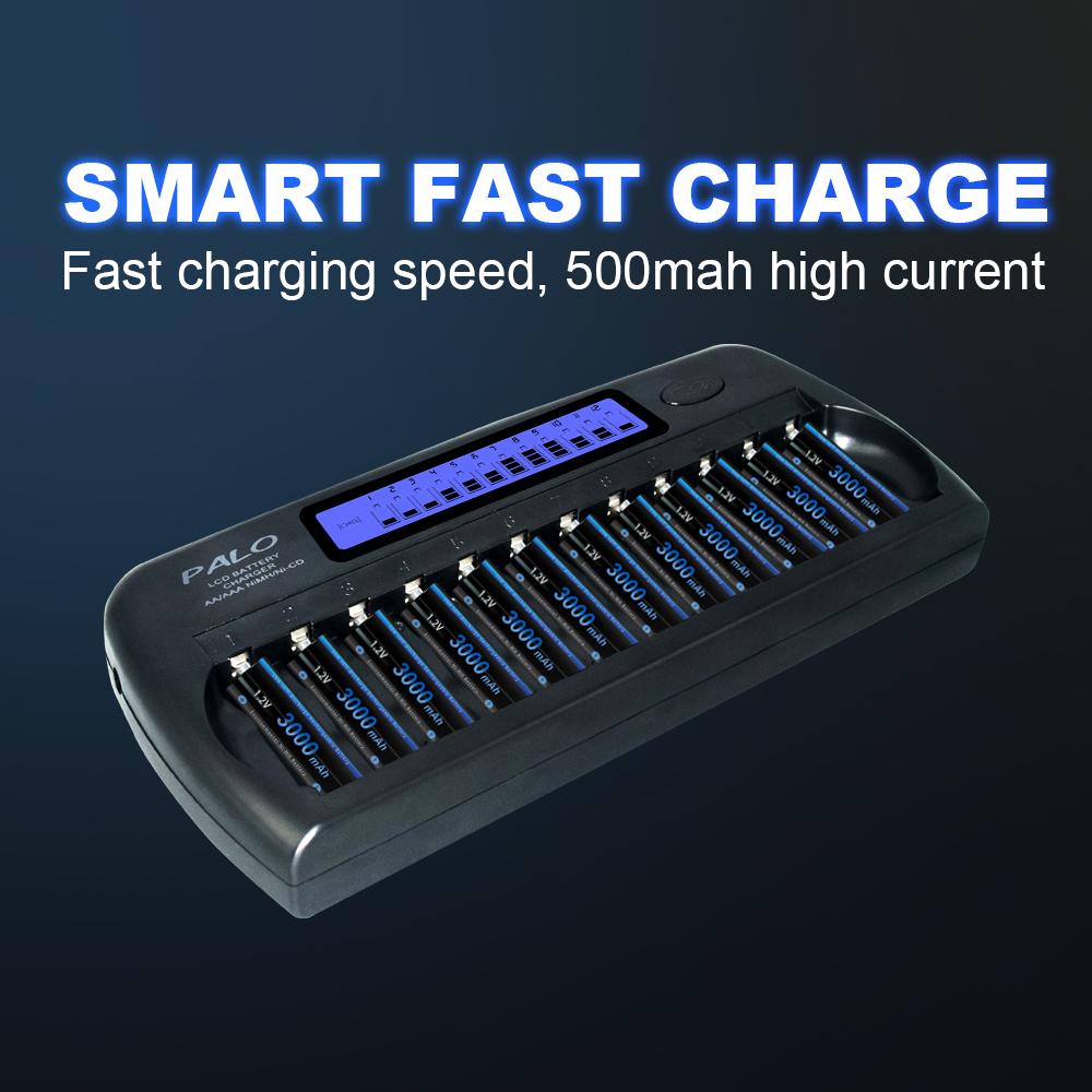 Rychlá inteligentní 12 slotová nabíječka NIMH NICD AA AAA Smart LCD nabíječka baterií pro 1,2V AA AAA NiMH NICD dobíjecí baterie