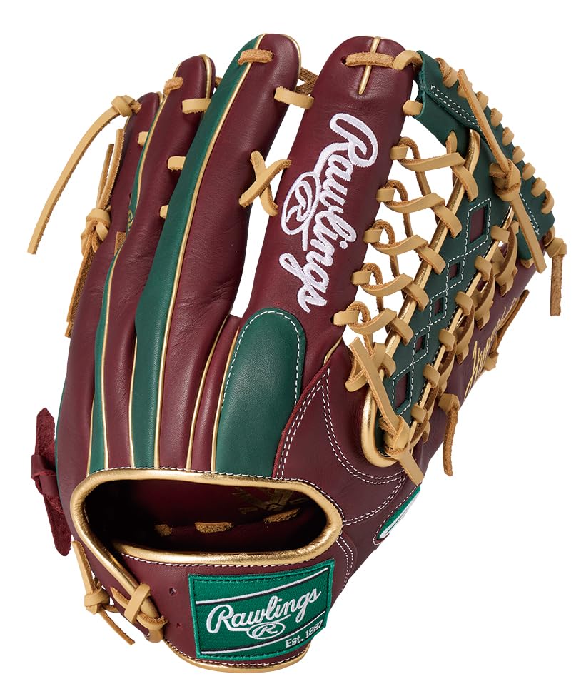 Rawlings HYPER TECH COLOR SYNC Baseball Glove Throw (GR5FHTCY719), Softball, Outfielder's, Shelly/D Green, 12.75 inches, Left-Handed