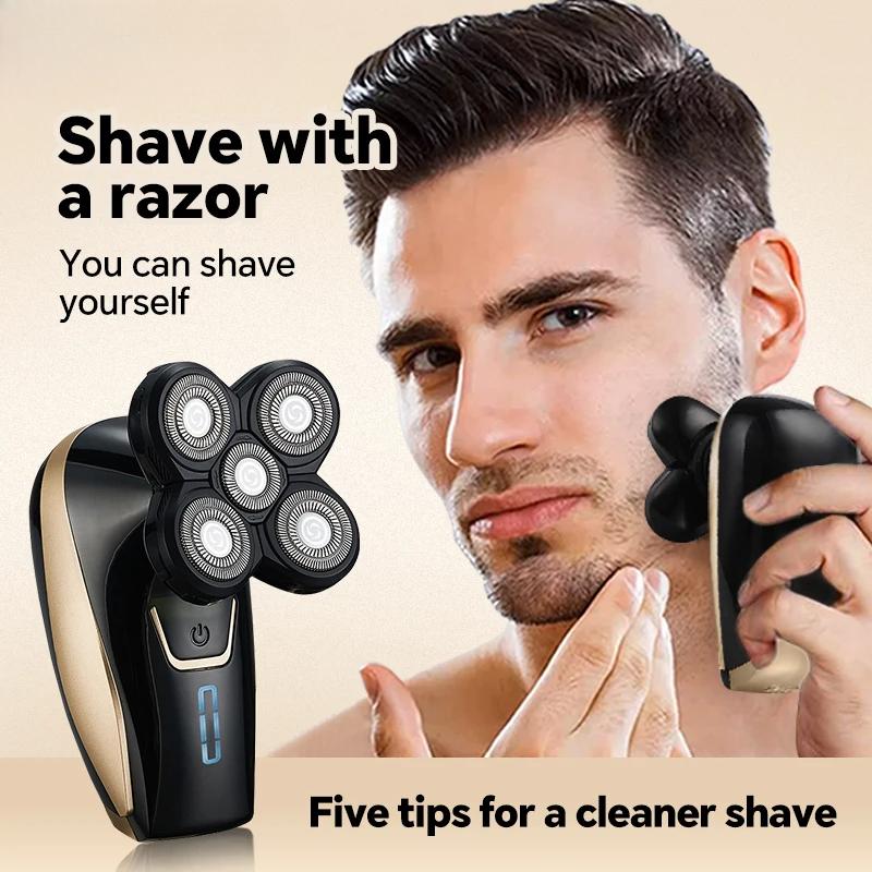 USB Rechargeable 5 Floating Head Razors for Shaving Heads and Skulls