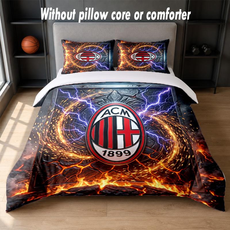 AC Milan Design Bed Bedding Set 1 Duvet Cover + 2 Pillowcases Soft Breathable Household Bed Linens