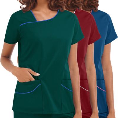 Simple Nurse Blouse Short Sleeve Comfortable Lightweight Formal Ladies Blouse for Skin Management Staff