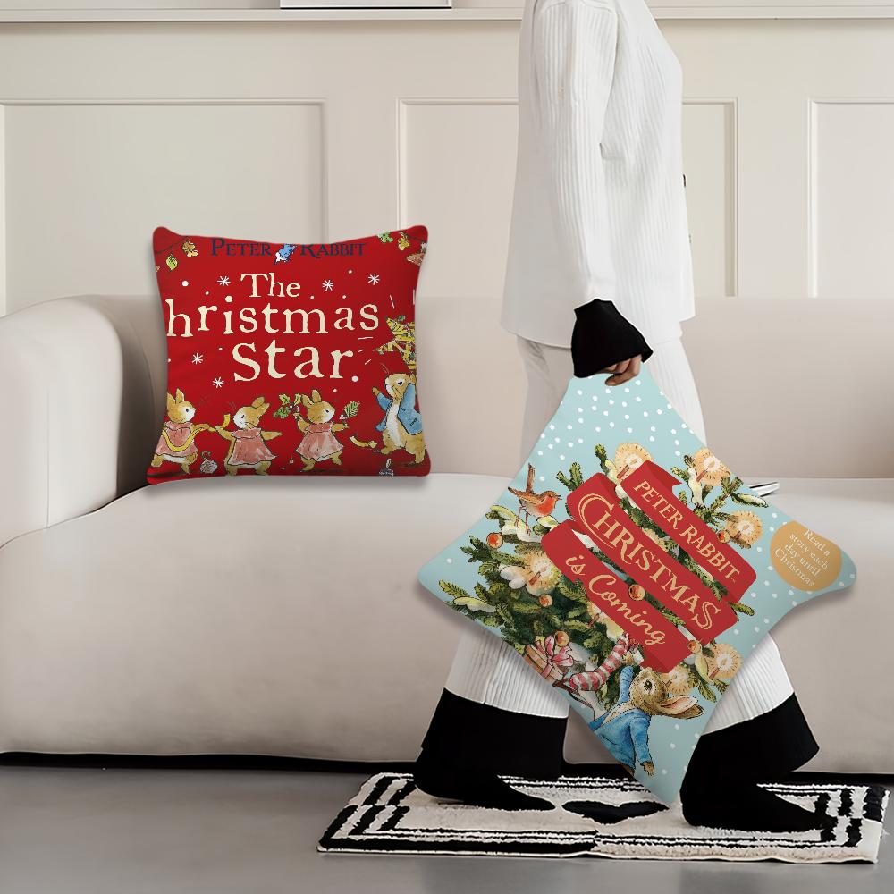 Cartoon P-Peter Rabbits Christmas cushion cover Pillow Case Pillowcase Soft Skin Friendly & Comfortable with a Hidden Zipper