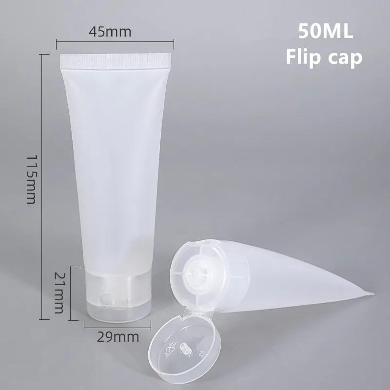 10 stk Tomme Påfyllbare Plastklemrør Gjennomsiktige Kosmetikkbeholdere Mykt Plastrør Reiseflaske med Flip-lokk