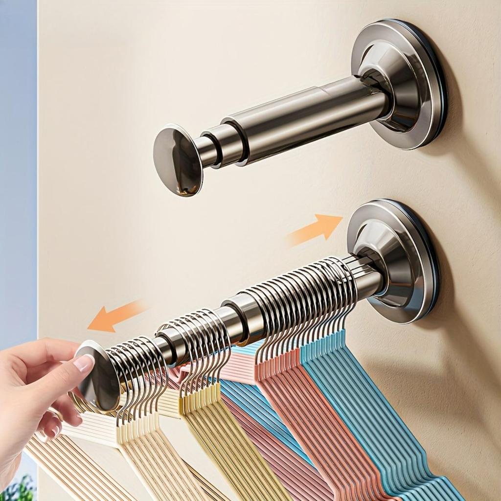 Two Commercial Clothes Hanger Storage Racks, Adjustable Length, No Need for Punching, Solid Material, Simple Style, Saving Space. Household Hangers