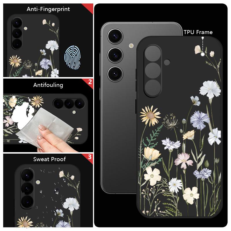 Blumengedrucktes Lanyard-Case für Samsung Galaxy S25 Ultra S24 S23 S22 Plus S21 FE A15 A16 A35 A36 A54 A55 A56 5G Stoßfestes Weiches TPU Silikon Case