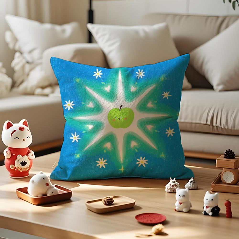 Anime Lucky Fruit Fun Pillow Case Silky Short Plush with Invisible Zipper Dustproof Sofa Cushion Cover for Home Decor