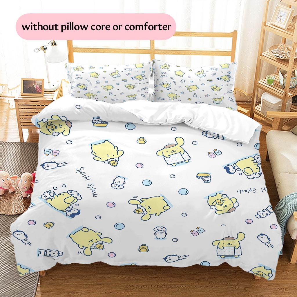Pompompurin Muster Bettwäsche Bettdecke Set Heimdekoration Geschenk (1 Bettbezug + 2 Kissenbezüge (ohne Füllung))