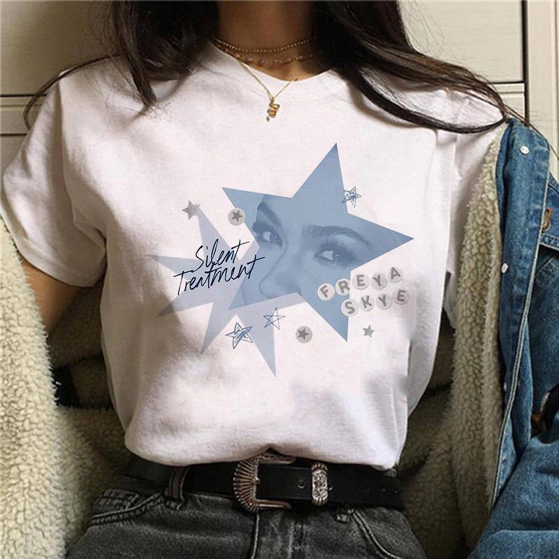 Womens Fashion Freya Skye Print Short Sleeve T Shirt 90s Graphic Vintage Tshirt Women Gothic Y2k Tshirt Streetwear Clothes