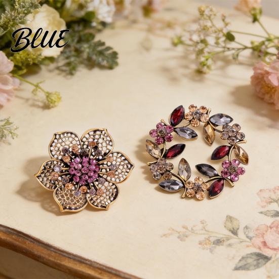 Alloy Swan Brooch Rhinestone Wreath Artificial Gemstones Lapel Pin Retro