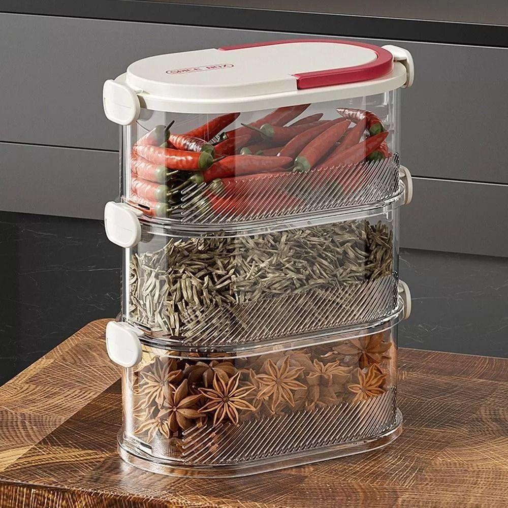 New Stackable Seasoning Box Set Space-saving Design Portable Storage Box Kitchen Dual Layer Sealed Box