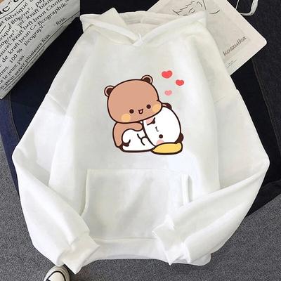 Felpa con cappuccio Bubu e Dudu Love Heart Donna Estetica Grafica Kawaii Bubble Tea Felpe con cappuccio Autunno Inverno Anime Harajuku Felpe Top