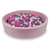 Dry Pool 130x30cm Powder Pink with 600 Balls: White, Gray, Pink