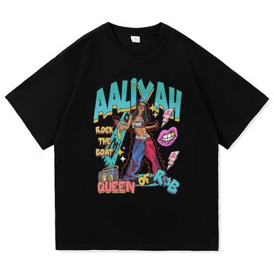 Aaliyah T-Shirt Mode Herrenbekleidung Harajuku Unisex Hohe Qualität Baumwolle Oberteile Manga Lustige Grafik-T-Shirts für Fans Geschenke