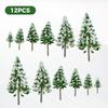 Yetaha Miniature Pine Trees, Snowy, Model Trees, Railway Model, Architectural Model Materials, Miniature Garden Scenery Collection, Set of 12, 5-15cm