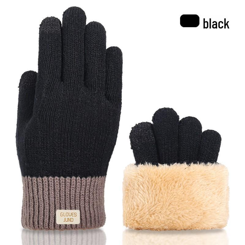 Women's Knit Touchscreen Winter Gloves - Warm, Thickened, Double-Layer Velvet for Outdoor Cycling and Cold Protection