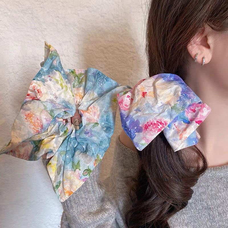 New Bohemia Floral Print Hair Scarf Scrunchies Women Large Ponytail Hair Rope Tie Headbands For Girls Party Hair Ornament