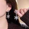 Perfect Gift Pair of Snowflake Tassels Earrings with Zircon Accents for Birthdays Holidays Special Event Women Elegant Jewelry