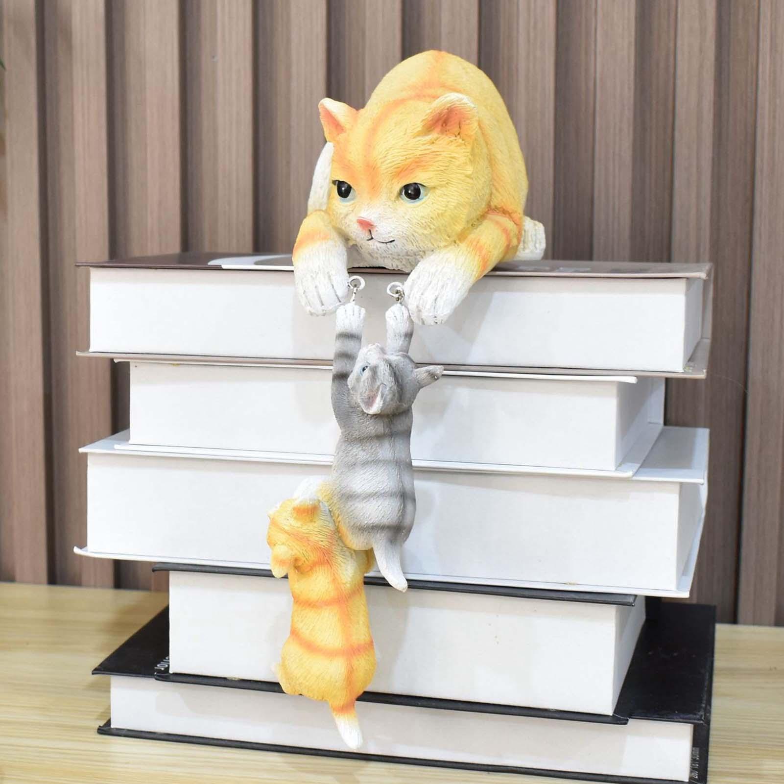 Cat Figurines Cat Statue Cute Animal Figurines Cute Resin Sculpture Animal Ornament Home Decorations Bookshelf Decor Room Decor CN