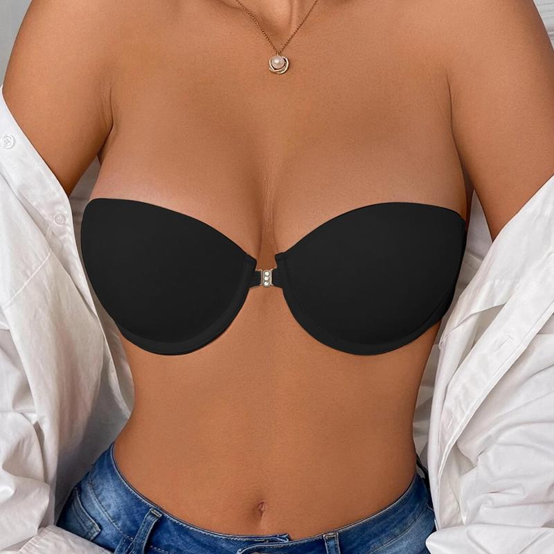 Fivelas frontais de sutiã meia xícara feminina, copos moldados, design sem costas e ombros para festa, copo BC de casamento para meninas
