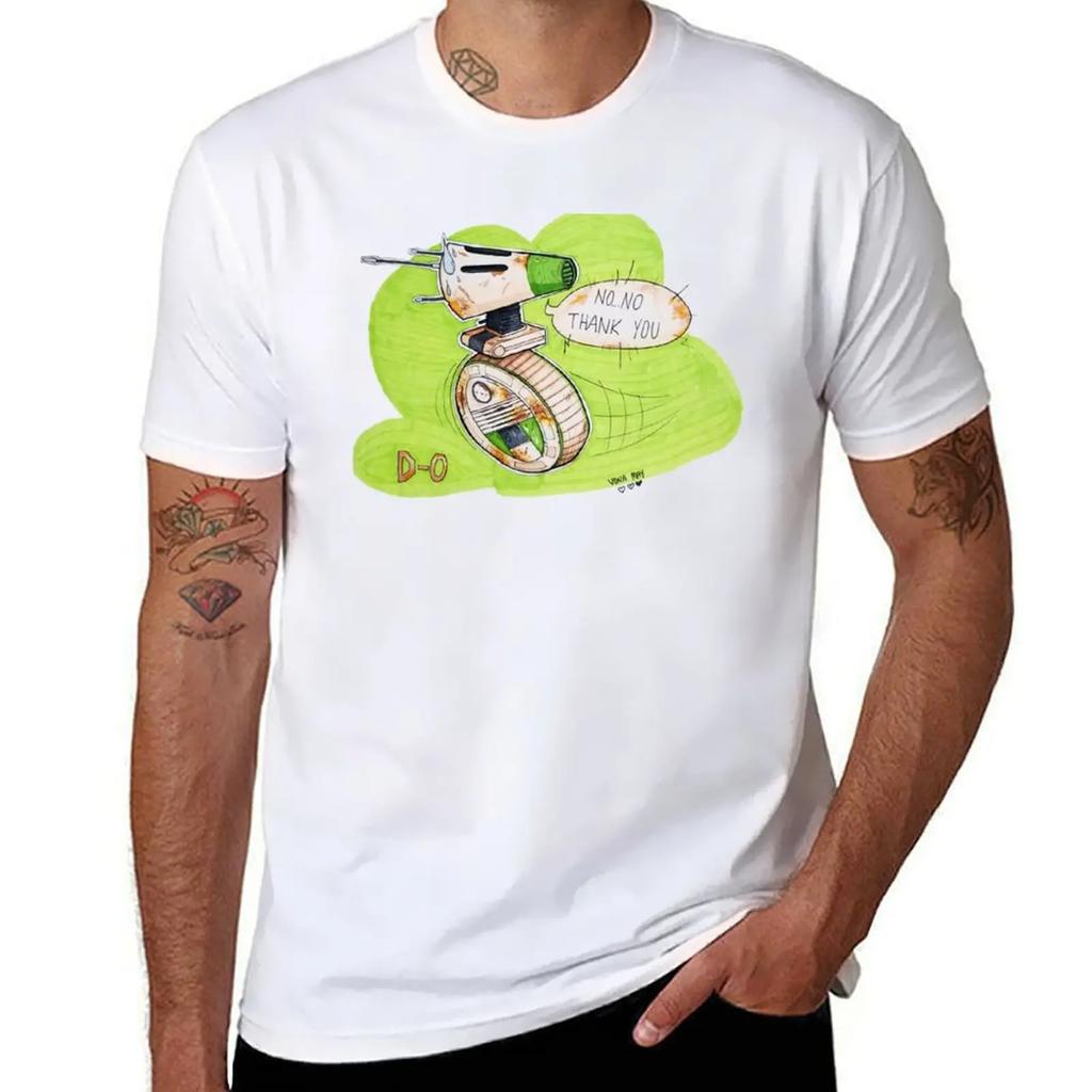 D-0 Droid No Thank You T-Shirt Aesthetic Clothing Oversizeds Graphic Tee Shirt Mens Workout Shirts