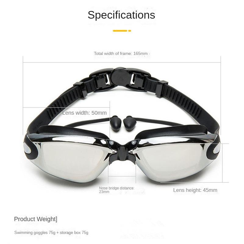 Swimming Goggles Men Women Swimming Glasses One-piece Earplugs Electroplating Boy Girl Swimming Eyepieces Accessories