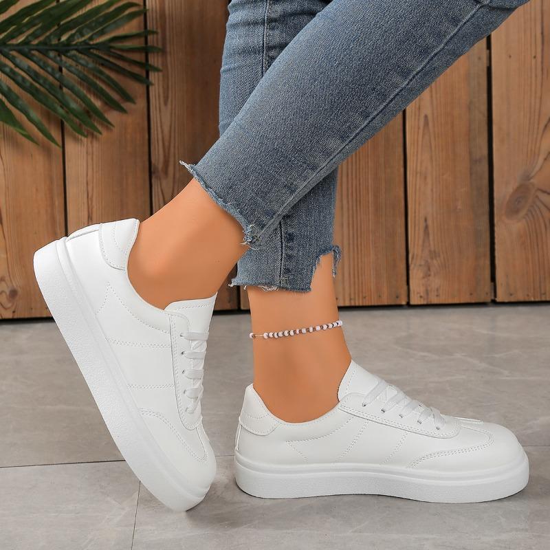 Fashion Plus Size Casual Sneakers Fall New Round Toe Spliced Front Lace-Up Platform Non-Slip Flat Single