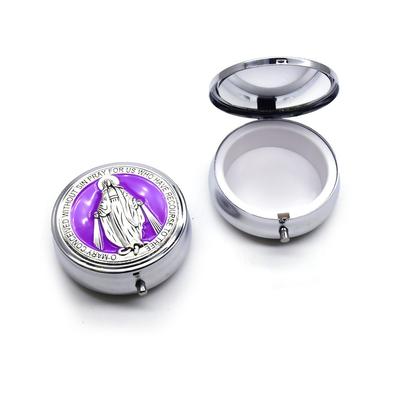 Bracelet Container Retro Religious Jewelry Box Zinc Alloy Round Virgin Mary Gift Box Elegant Jewelry Storage Box Religious Gift