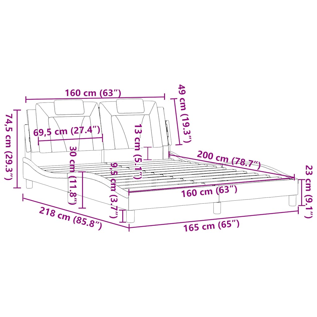 Bed Frame Viana without Mattress Black and White 160x200 cm Faux Leather