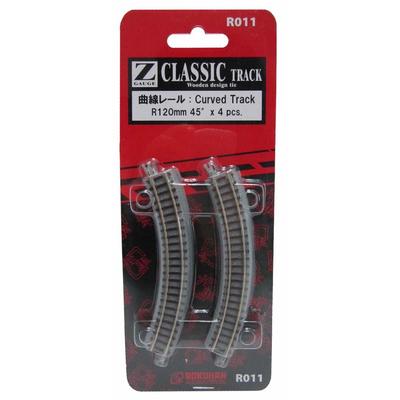 Rokuhan Z Gauge R011 Curved Rail R120mm 45   - Model Train Track Rail Curve Segment