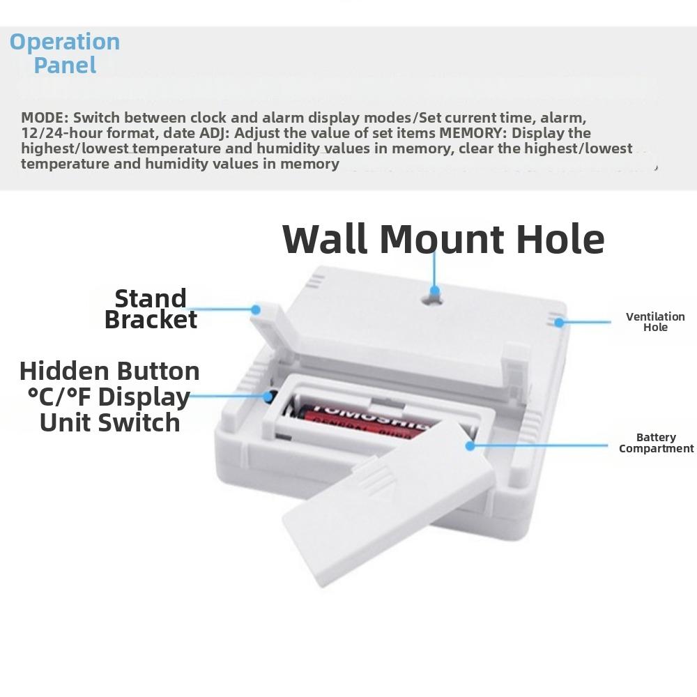 LCD Display Digital Temperature Humidity Meter 3 Button Control Home Weather Station Home Use