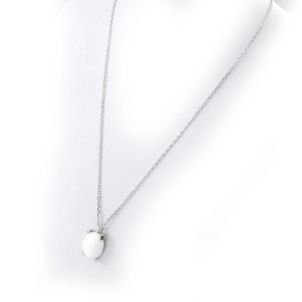 Altesse [G6897] - Opaque White 'Scarlett' Silver Necklace