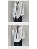 Men's Loose Fit Korean Style Pleated Cuff Shirt with Long Sleeves - Spring/Autumn Fashion.