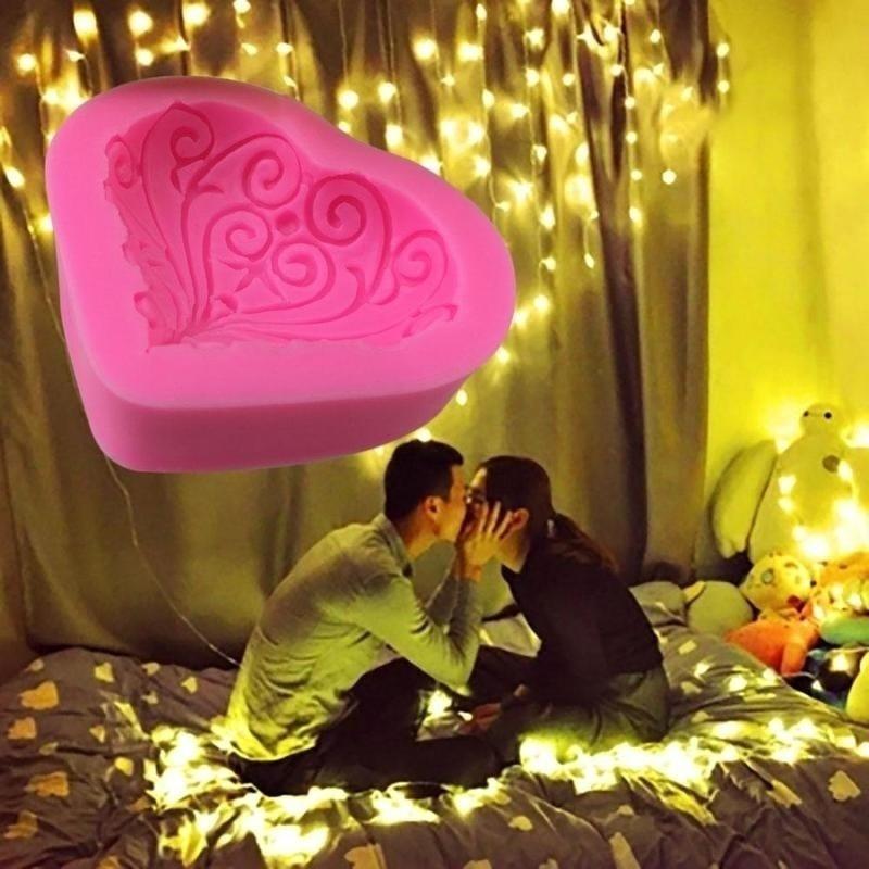 Pink 3D Love Roses Heart-shaped Silicone Mold Fondant Cake Mold Baking Desert Cake Decorating