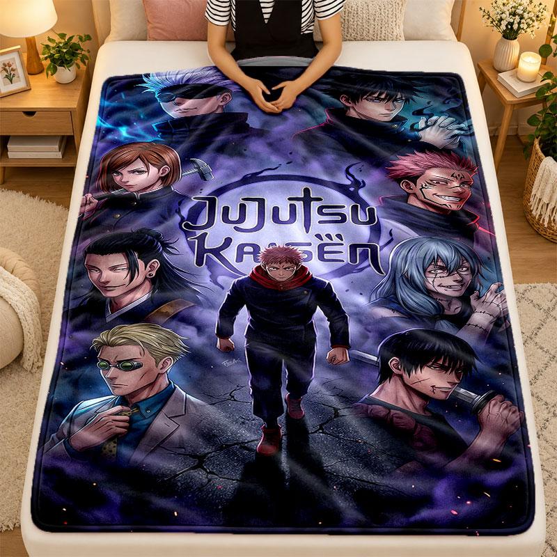 Manta de FranelaJujutsu Kaisen Manta Cálida Suave para Uso en Sofá Cama Sala de Estar Interior