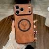 Leather Dear Head Case For For Iphone 17 16 15 14 13 12 11 Pro Max ProMax 17Pro For Iphone17 16Pro  Wireless Charge Covers
